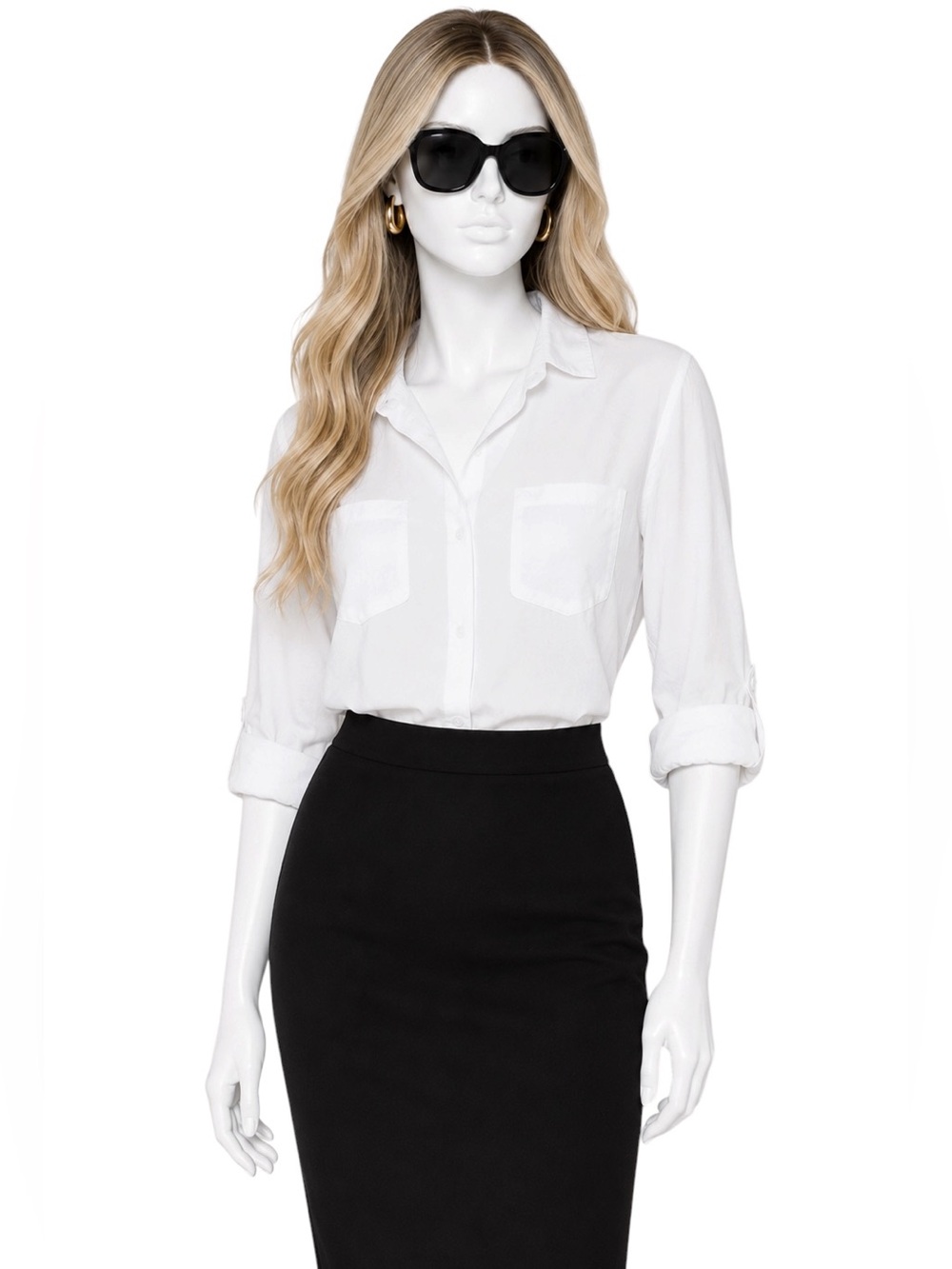 Velvet Heart Riley White Button Up Shirt Eco Luxe Minimalist Size L